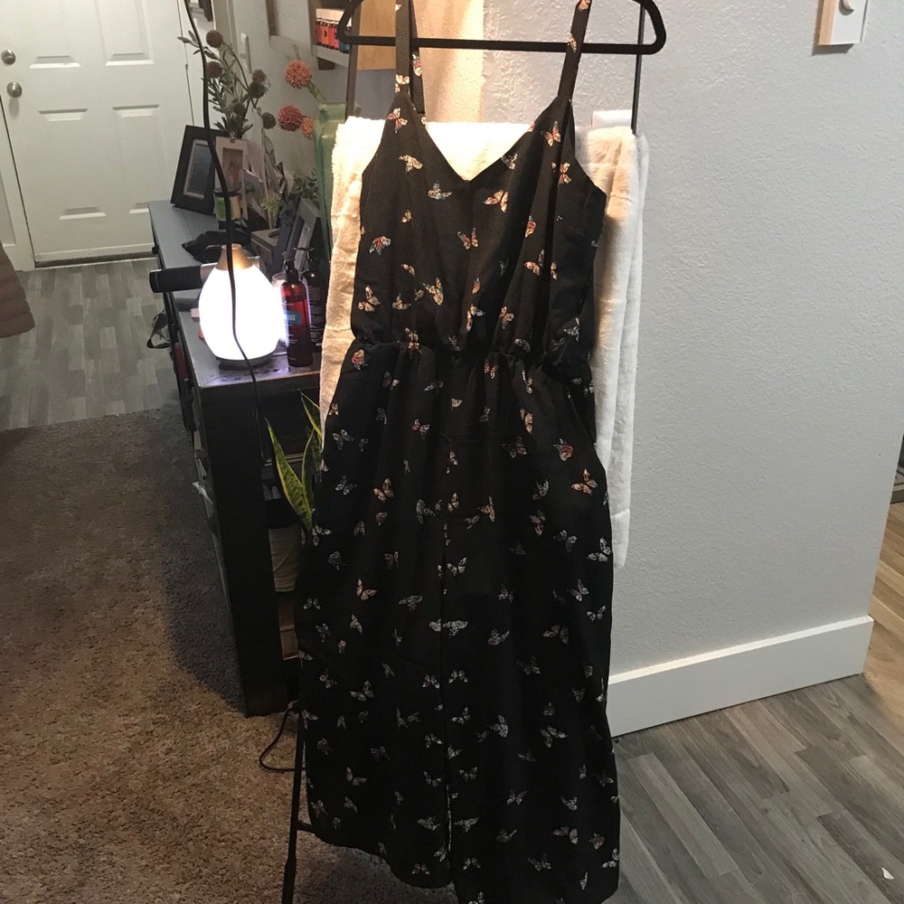 Jumpsuit black with butterfly pattern